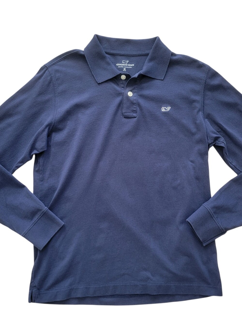 Vineyard Vines Boys Navy Blue Long Sleeve Surf Polo Top Shirt Sz Medium 12-14